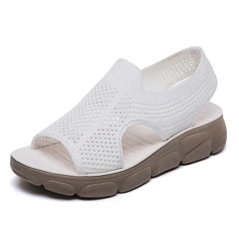 2022 Women's Stretch Knit Mesh Flat Massage Sandals
