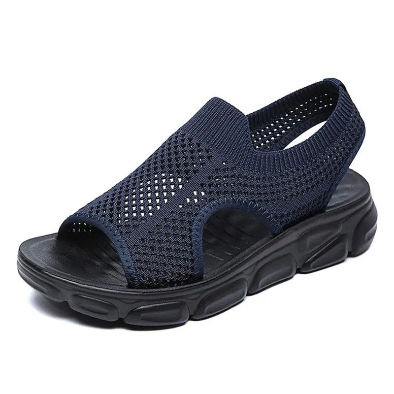 2022 Women's Stretch Knit Mesh Flat Massage Sandals