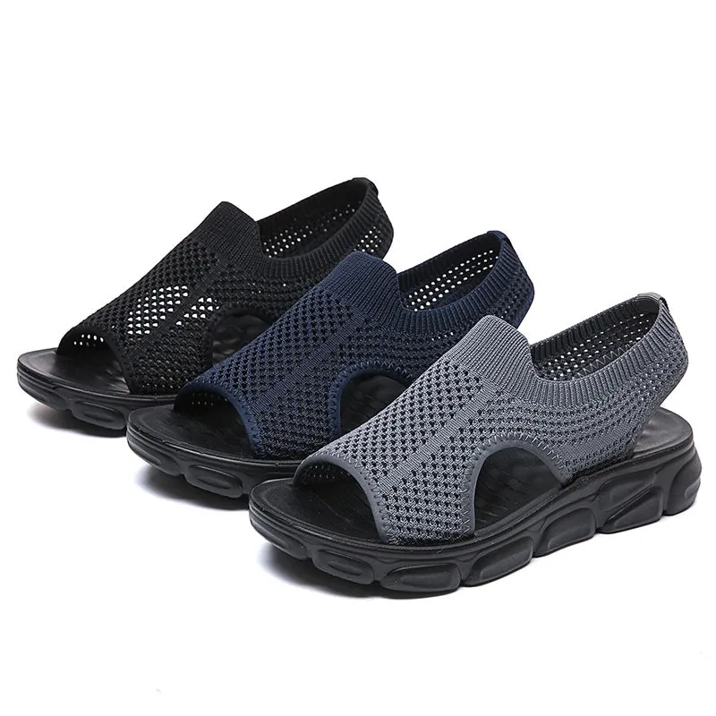 2022 Women's Stretch Knit Mesh Flat Massage Sandals