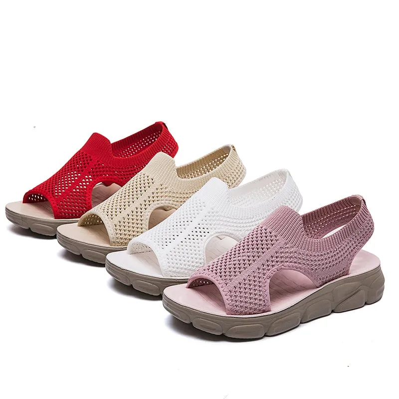 2022 Women's Stretch Knit Mesh Flat Massage Sandals