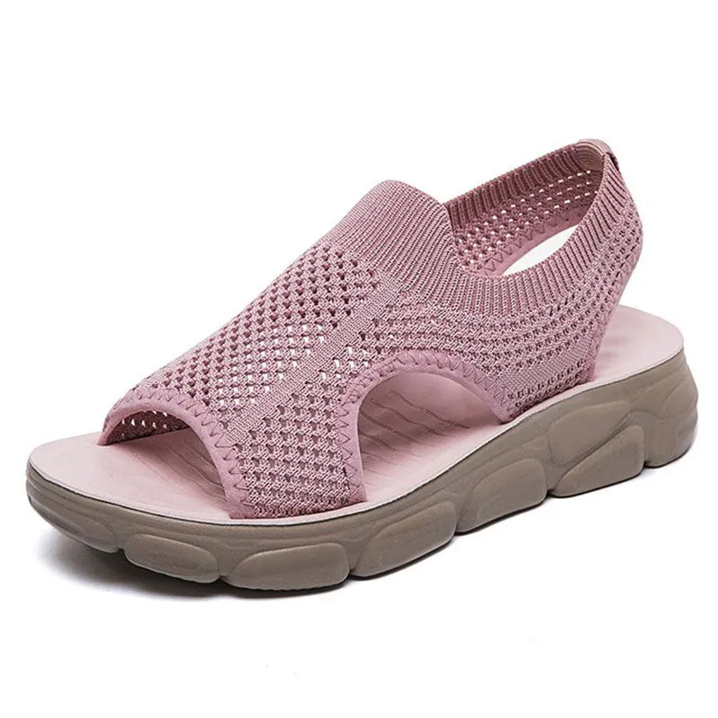 2022 Women's Stretch Knit Mesh Flat Massage Sandals