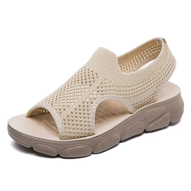 2022 Women's Stretch Knit Mesh Flat Massage Sandals