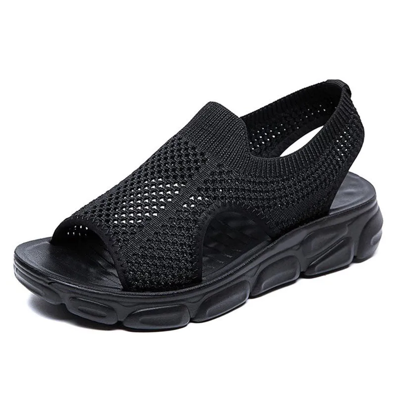 2022 Women's Stretch Knit Mesh Flat Massage Sandals