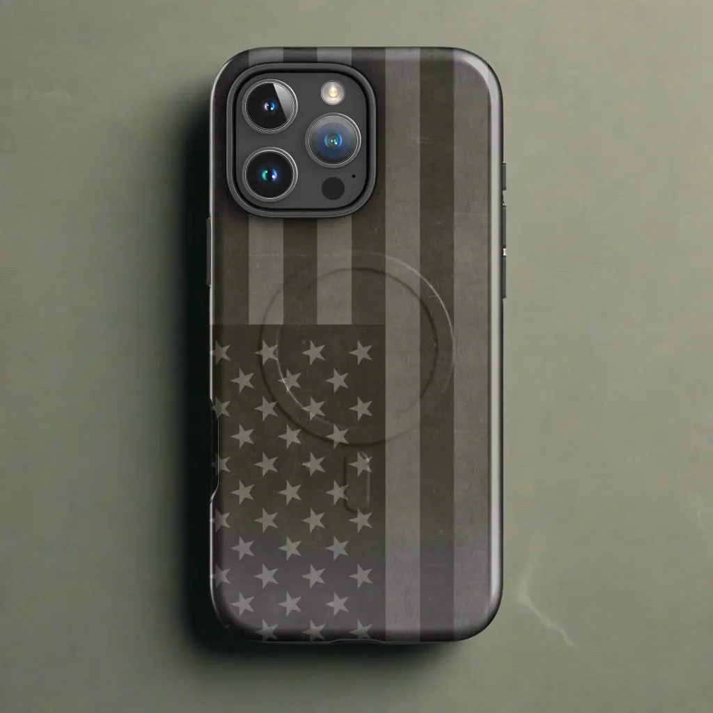 American Flag Drab MagSafe® tough case for iPhone®