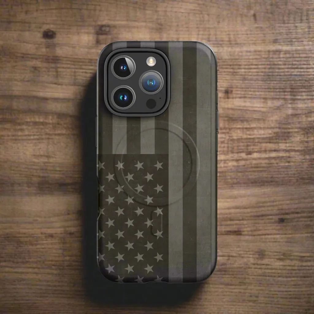 American Flag Drab MagSafe® tough case for iPhone®
