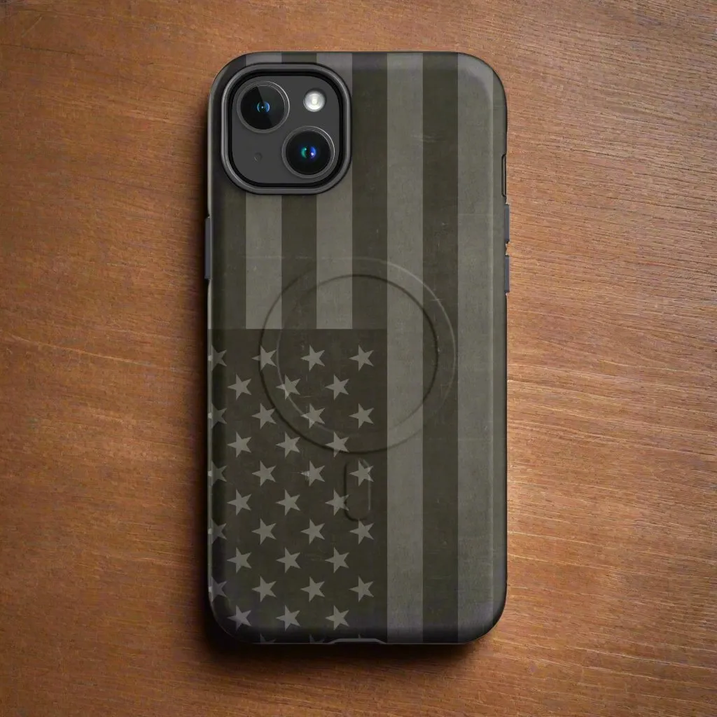 American Flag Drab MagSafe® tough case for iPhone®