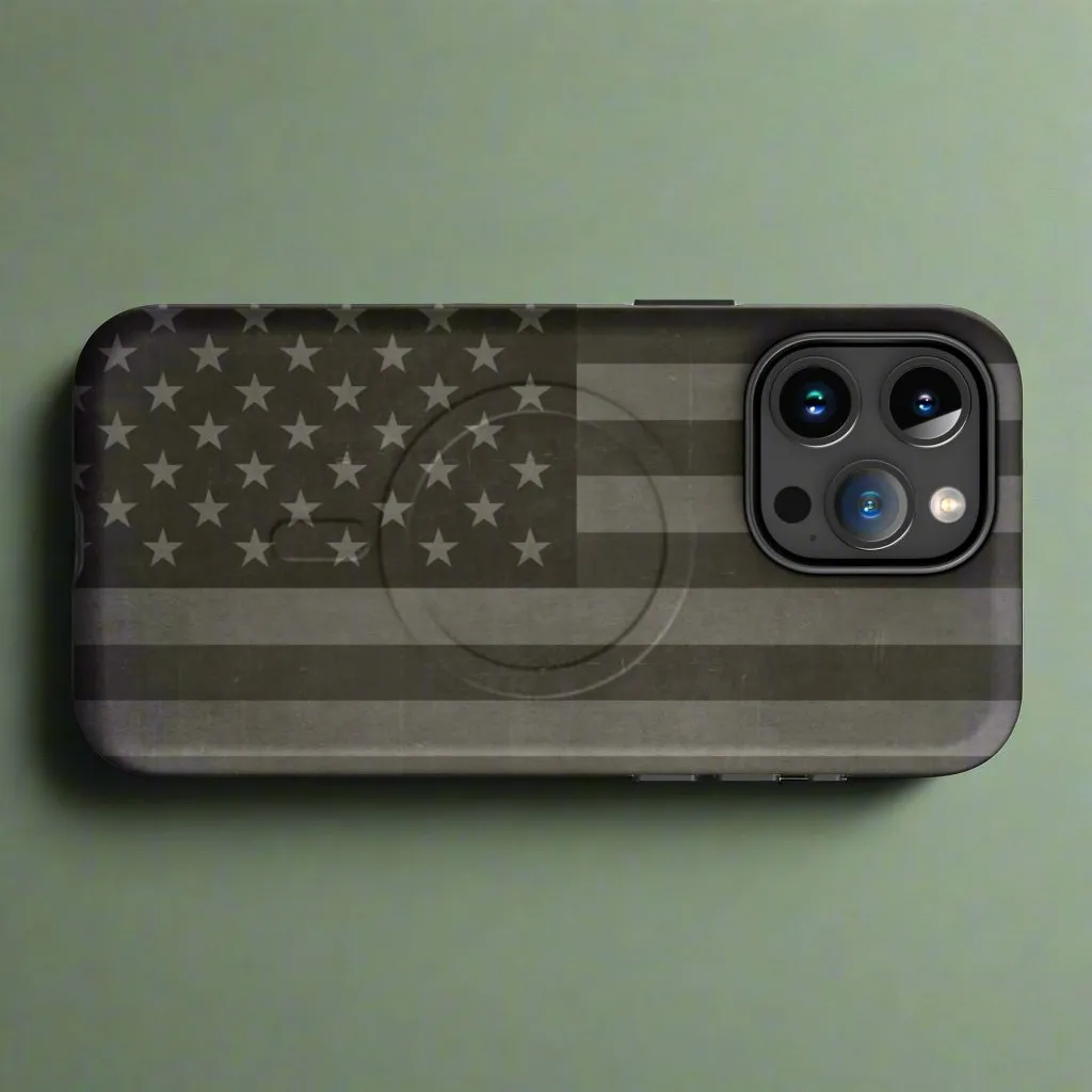 American Flag Drab MagSafe® tough case for iPhone®