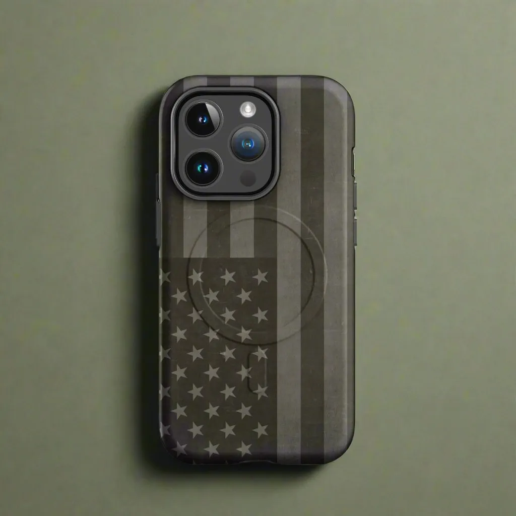 American Flag Drab MagSafe® tough case for iPhone®