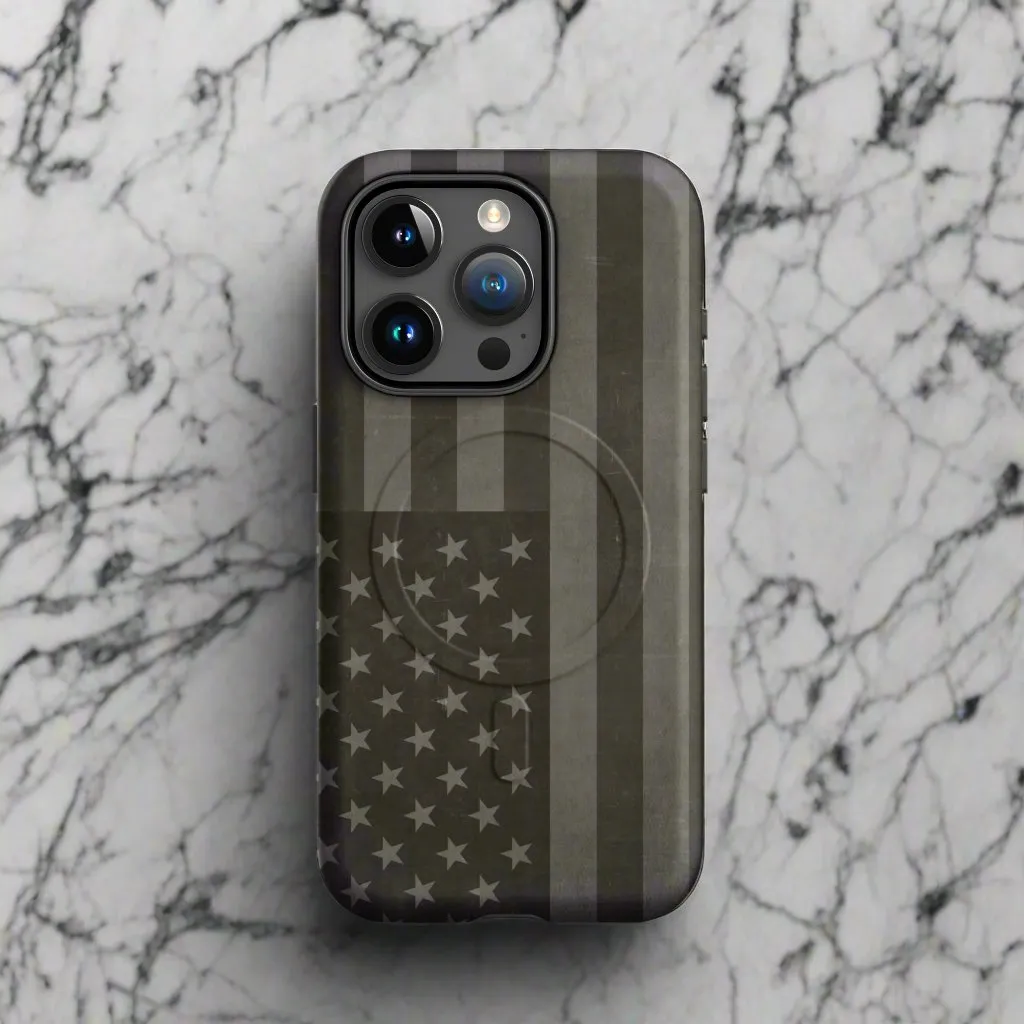 American Flag Drab MagSafe® tough case for iPhone®