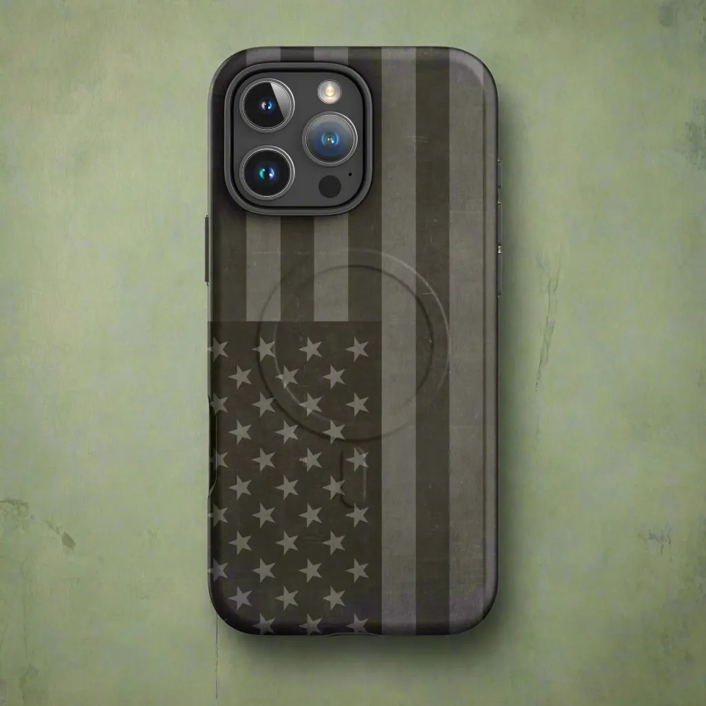 American Flag Drab MagSafe® tough case for iPhone®