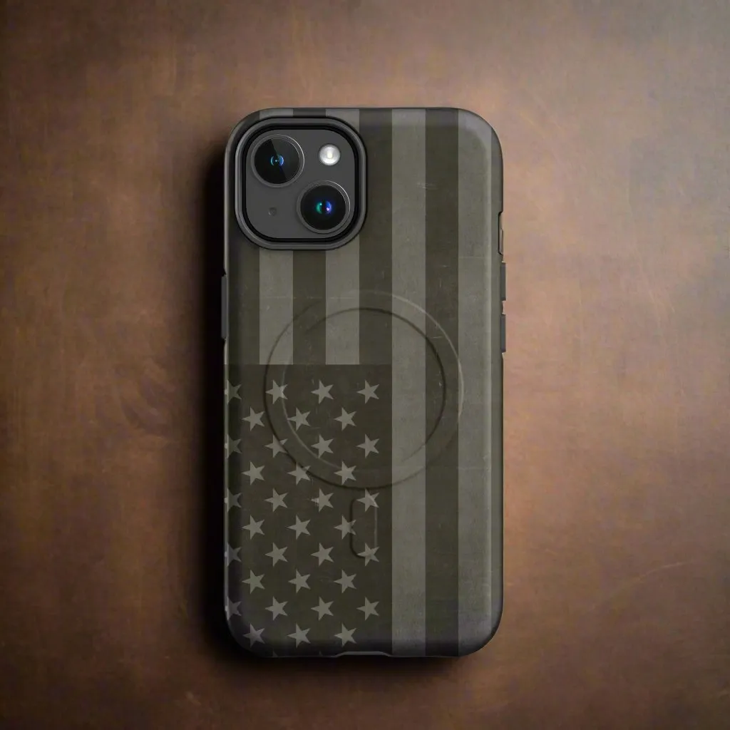 American Flag Drab MagSafe® tough case for iPhone®