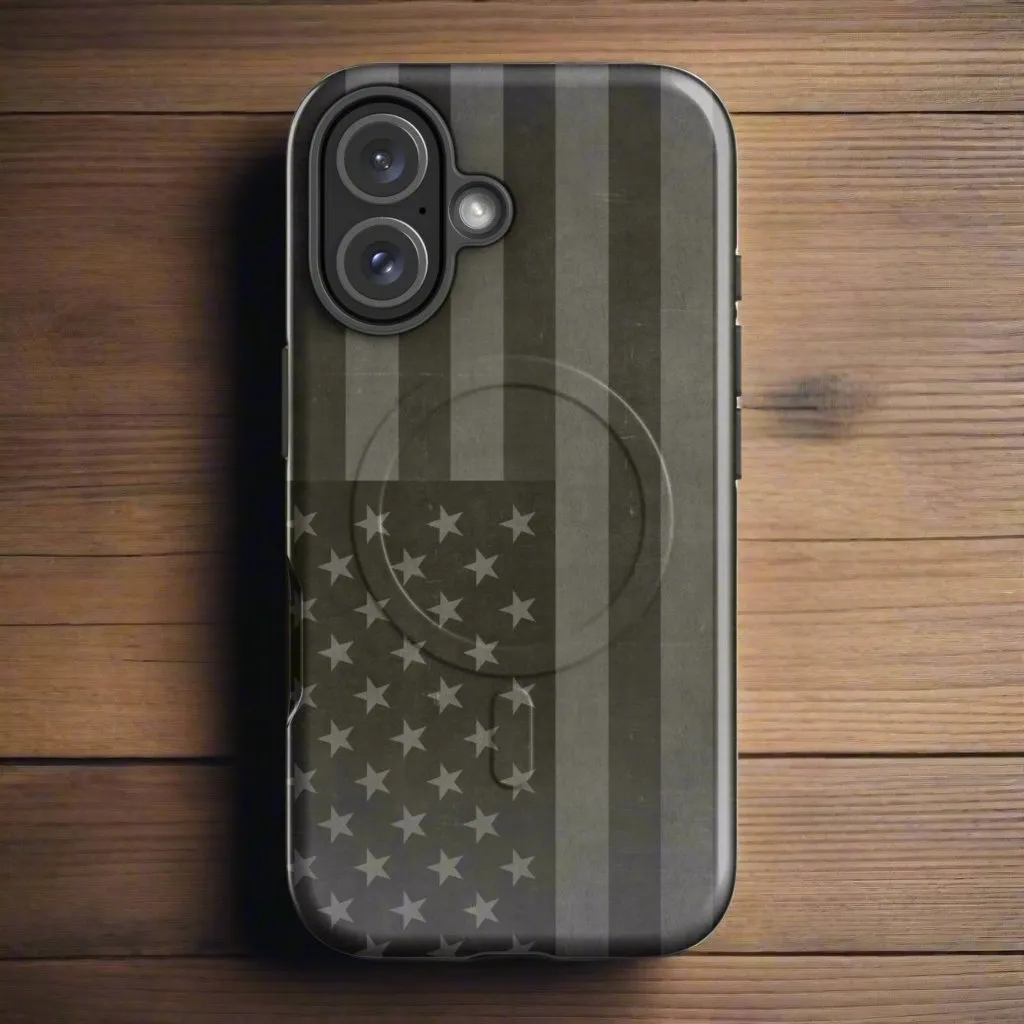 American Flag Drab MagSafe® tough case for iPhone®