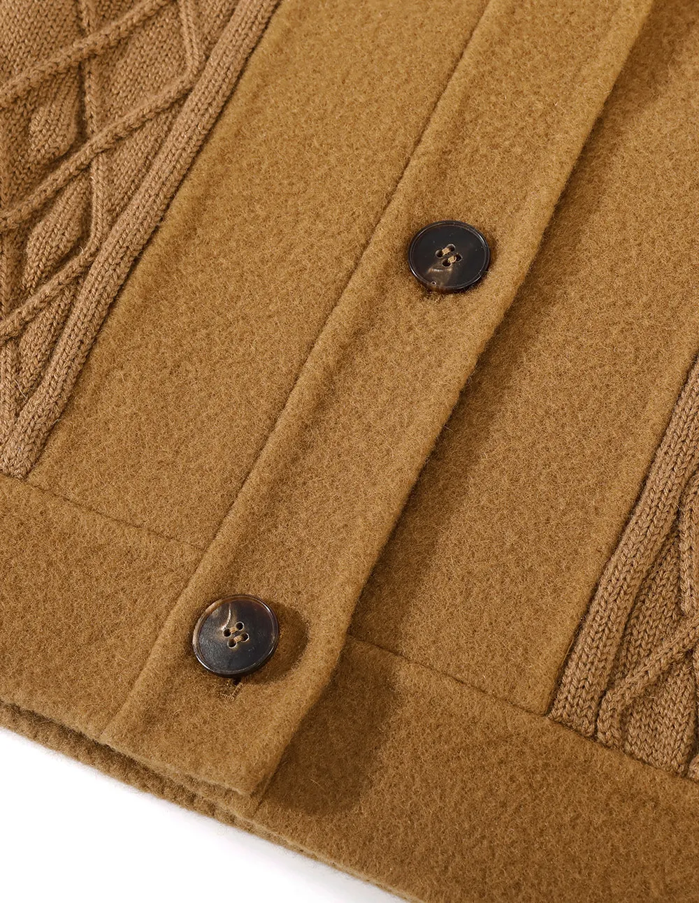 BORA AKSU Tan Knit Panel Wool Jacket