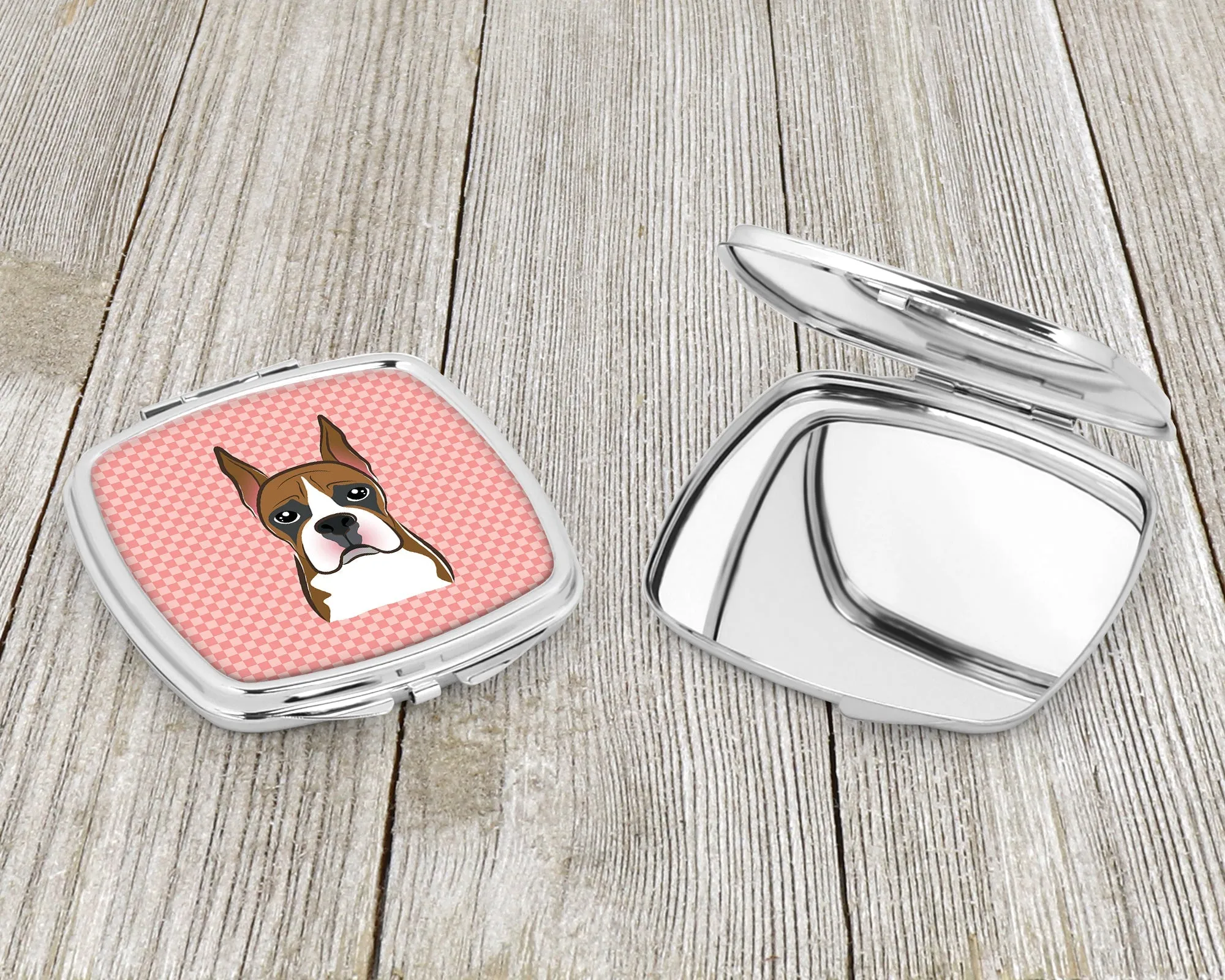 Checkerboard Pink Boxer Compact Mirror BB1223SCM