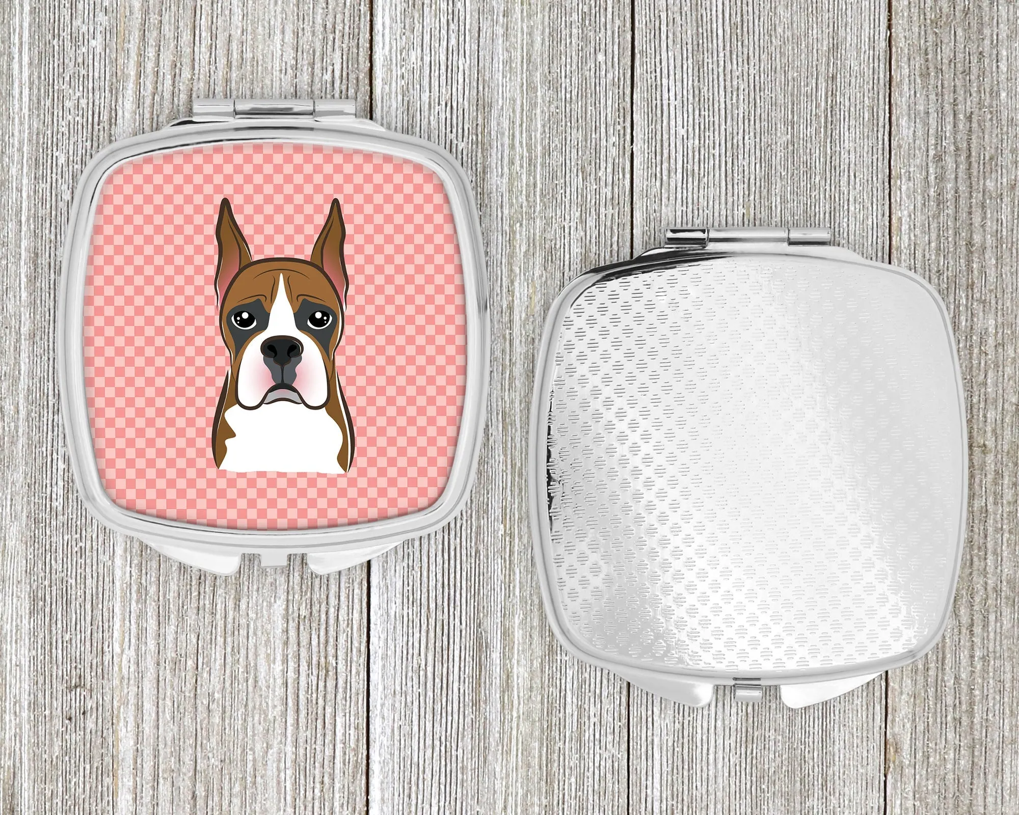 Checkerboard Pink Boxer Compact Mirror BB1223SCM