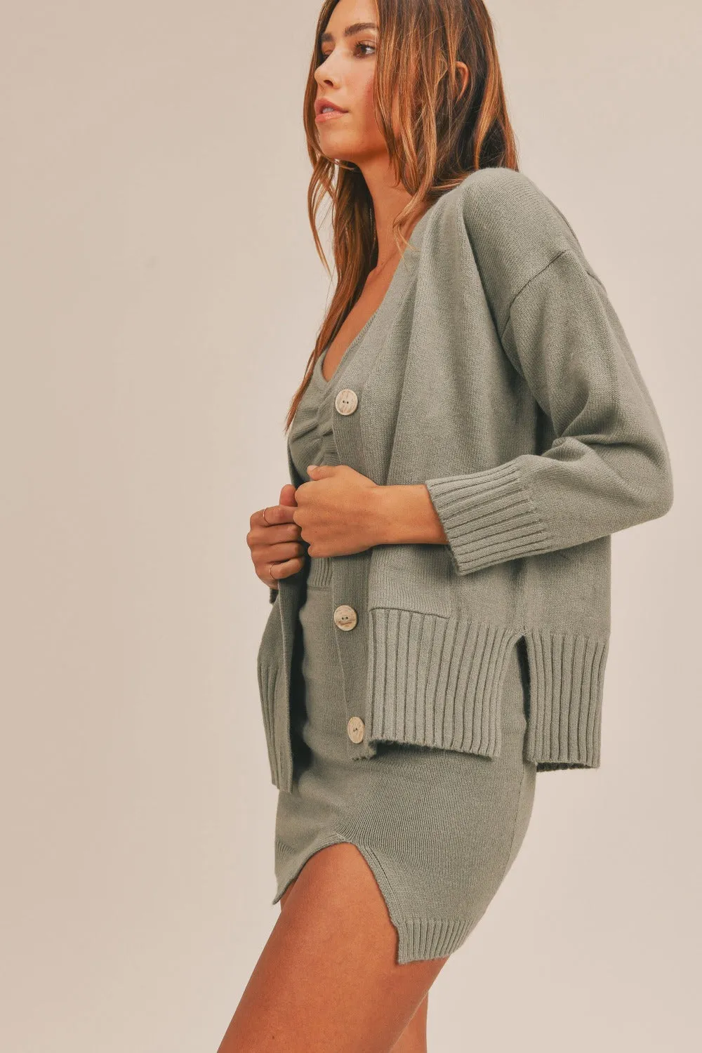 Chic Trio Sweater Set - Dusty Olive
