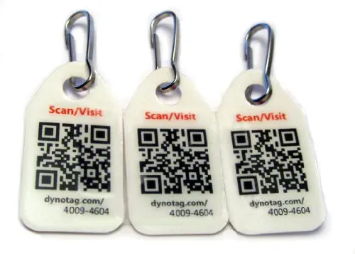 Dynotag Web/Gps Enabled Qr Code Smart Micro Zipper Tags - 3 Identical Snaphooks