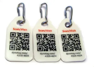 Dynotag Web/Gps Enabled Qr Code Smart Micro Zipper Tags - 3 Identical Snaphooks
