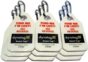 Dynotag Web/Gps Enabled Qr Code Smart Micro Zipper Tags: 9 (3X3Strip) Snaphooks