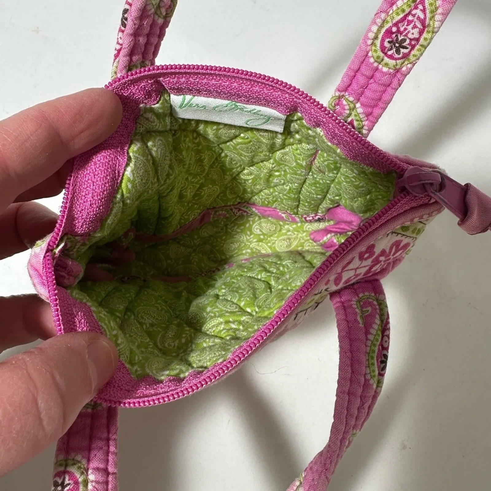 Green and Pink Quilted Mini Bag