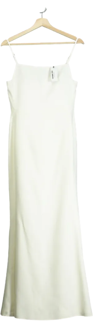 Karen Millen White Compact Stretch Viscose Tailored Square Neck Maxi Dress UK 8