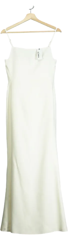 Karen Millen White Compact Stretch Viscose Tailored Square Neck Maxi Dress UK 8