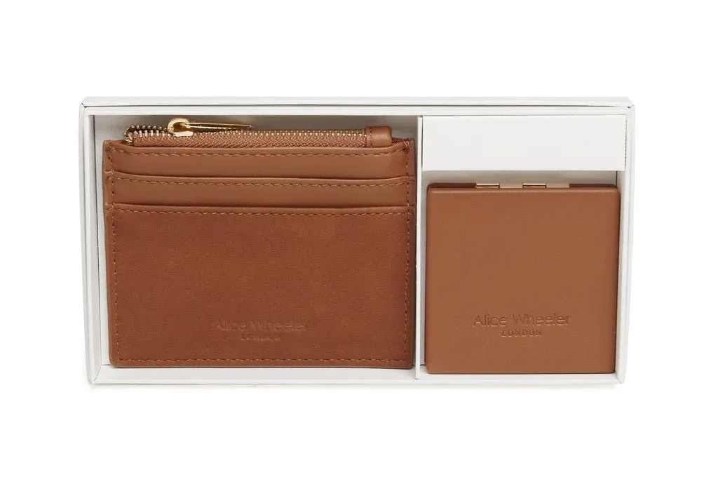 Mirror & Purse Set  - Tan