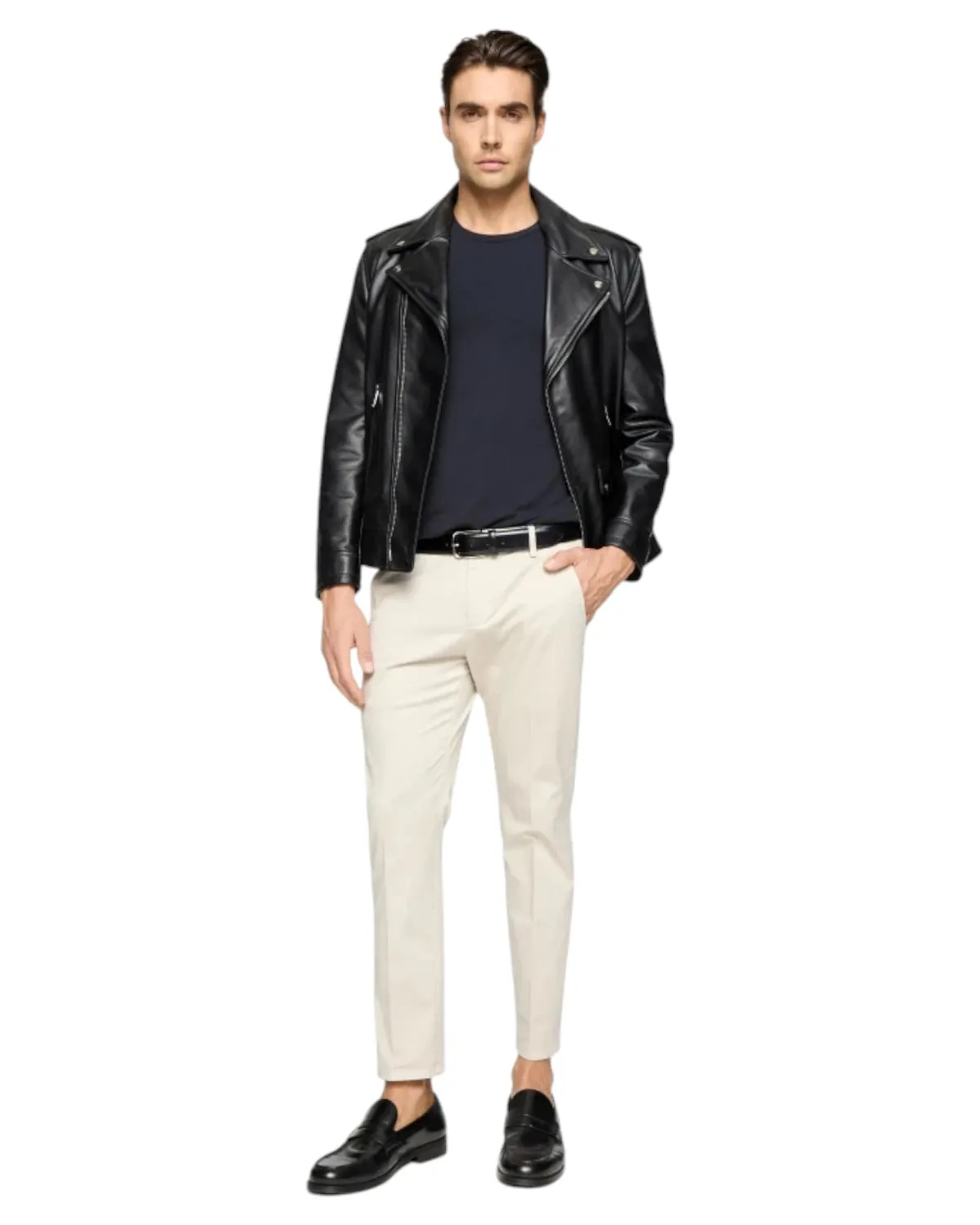 Pantaloni Alfredo Slim in Gabardina Compact Stretch