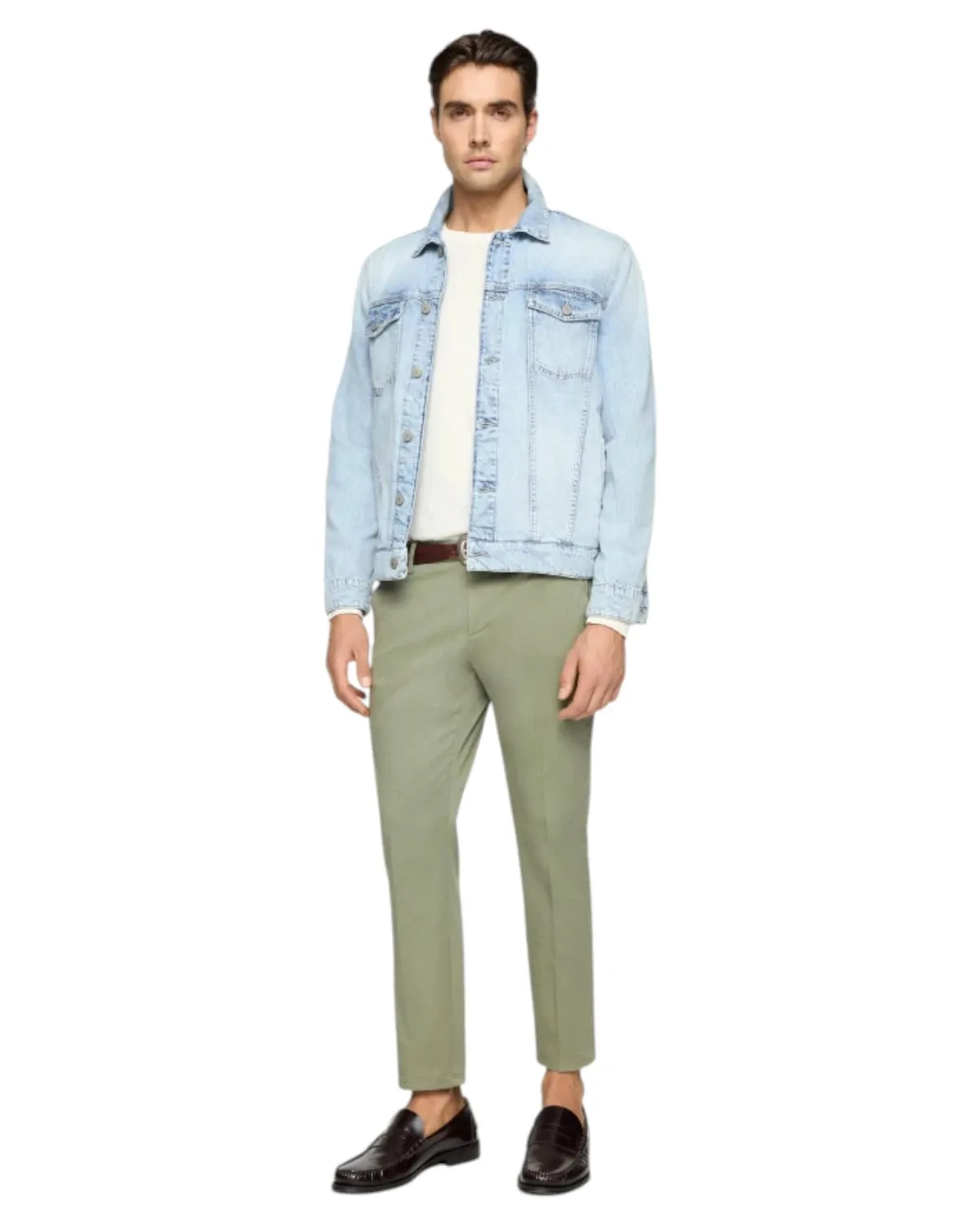 Pantaloni Alfredo Slim in Gabardina Compact Stretch