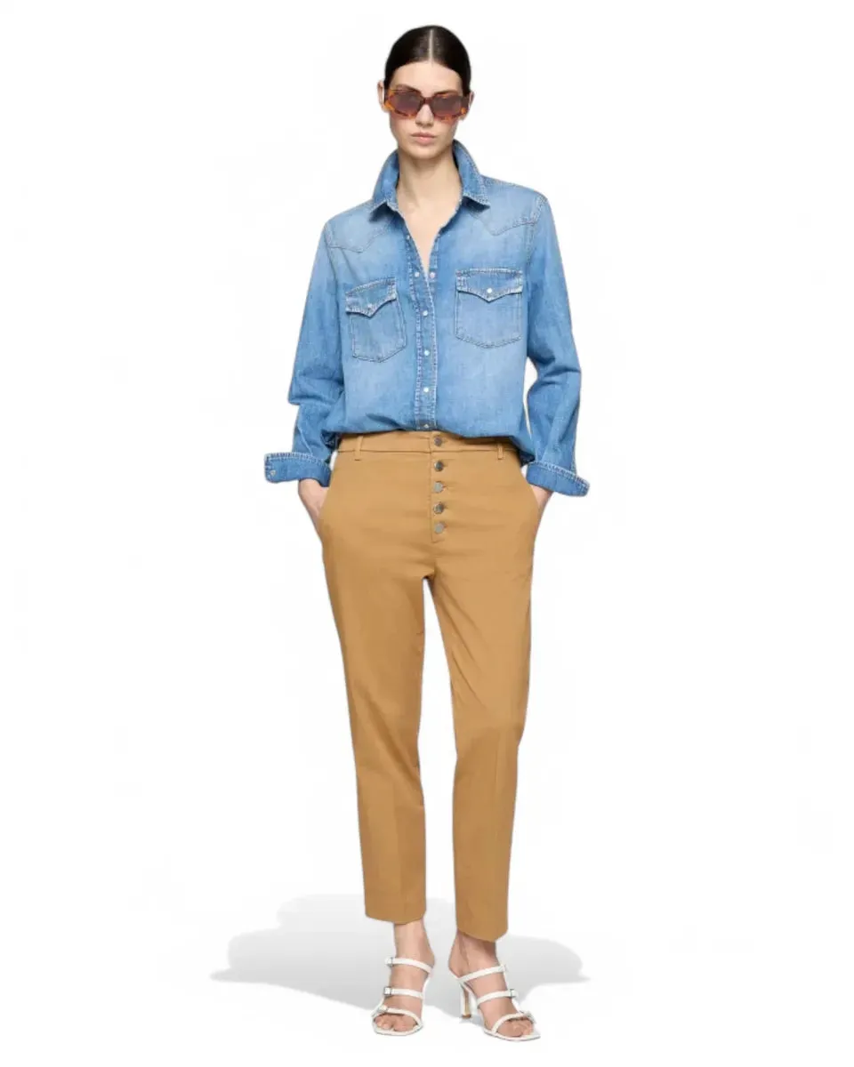 Pantaloni Nima Loose in Gabardina