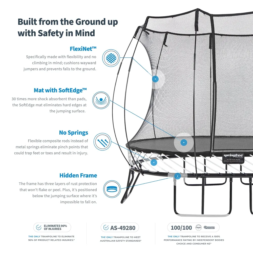 Springfree Compact Round Trampoline With Enclosure