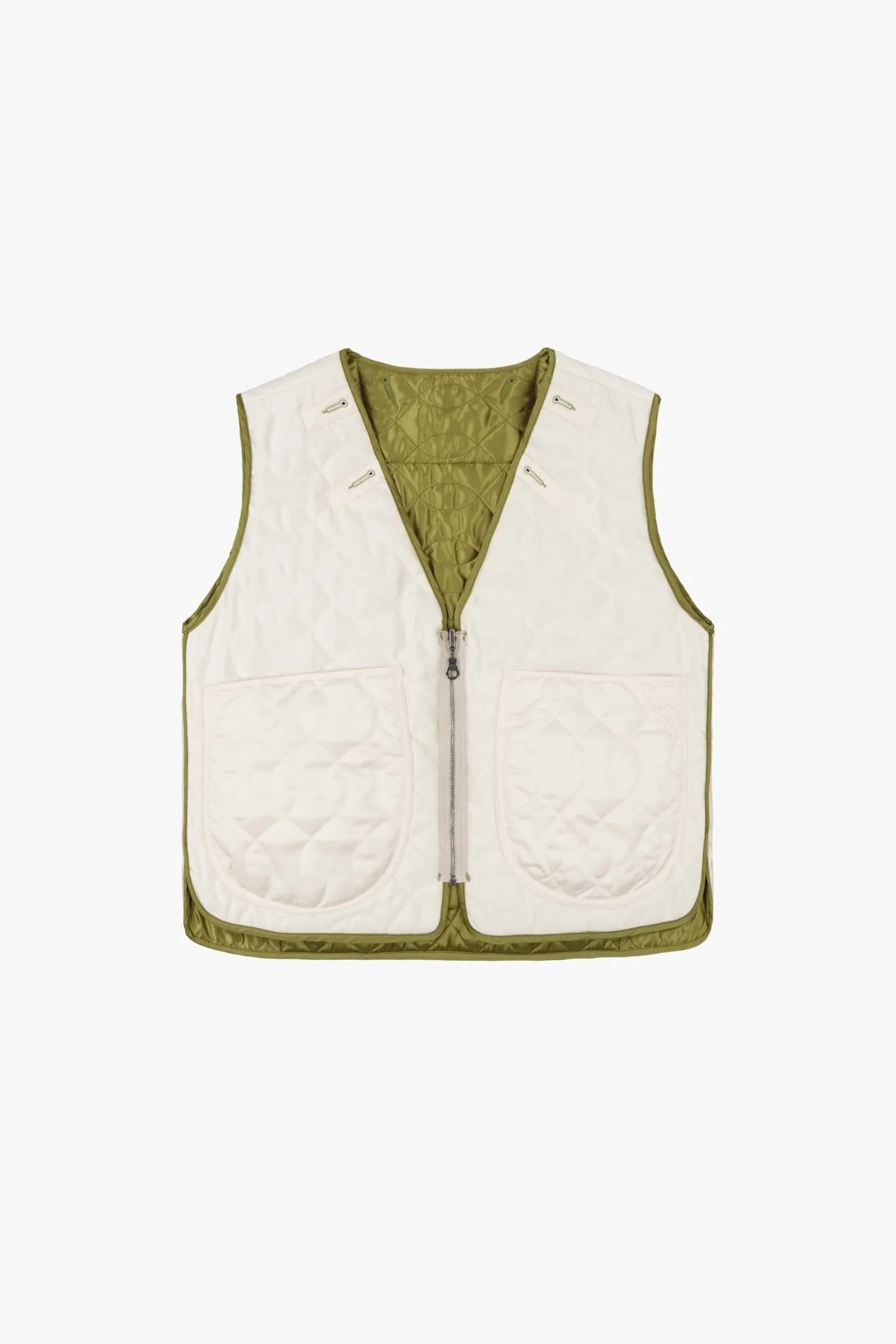 Utility Quilt Vest - Chartreuse / Ivory