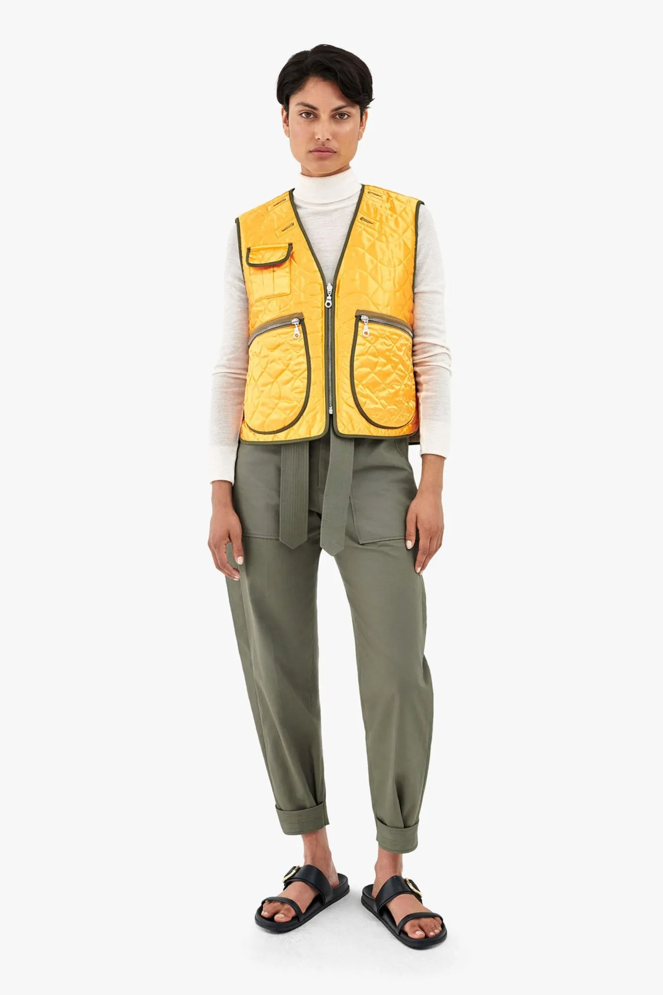 Utility Quilt Vest - Clementine / Pale Sage