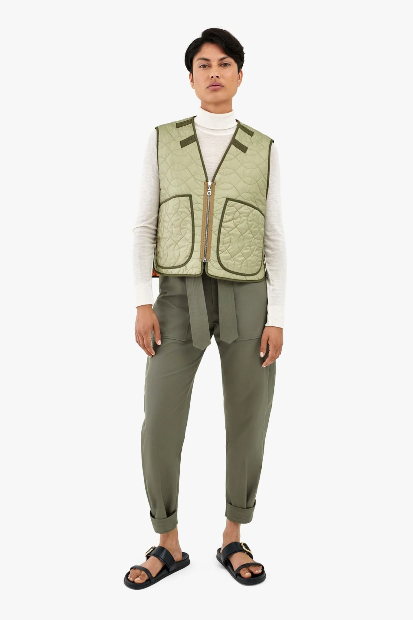 Utility Quilt Vest - Clementine / Pale Sage
