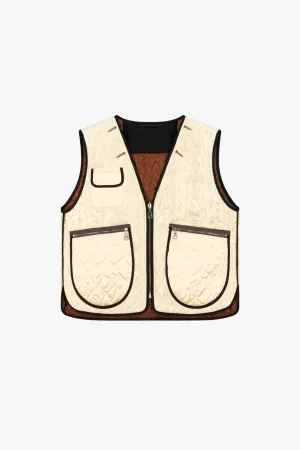 Utility Quilt Vest - Ivory / Amber