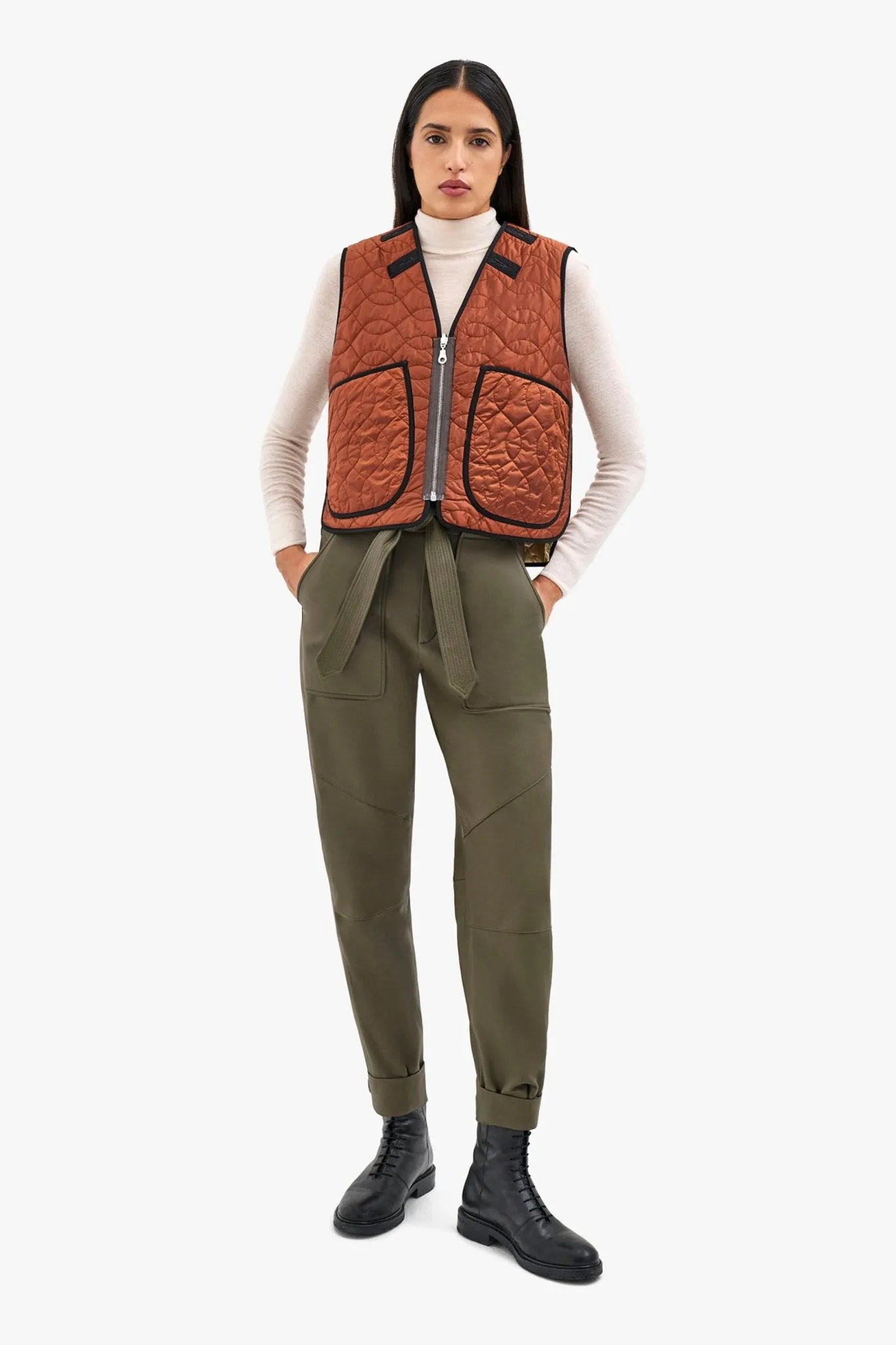 Utility Quilt Vest - Ivory / Amber