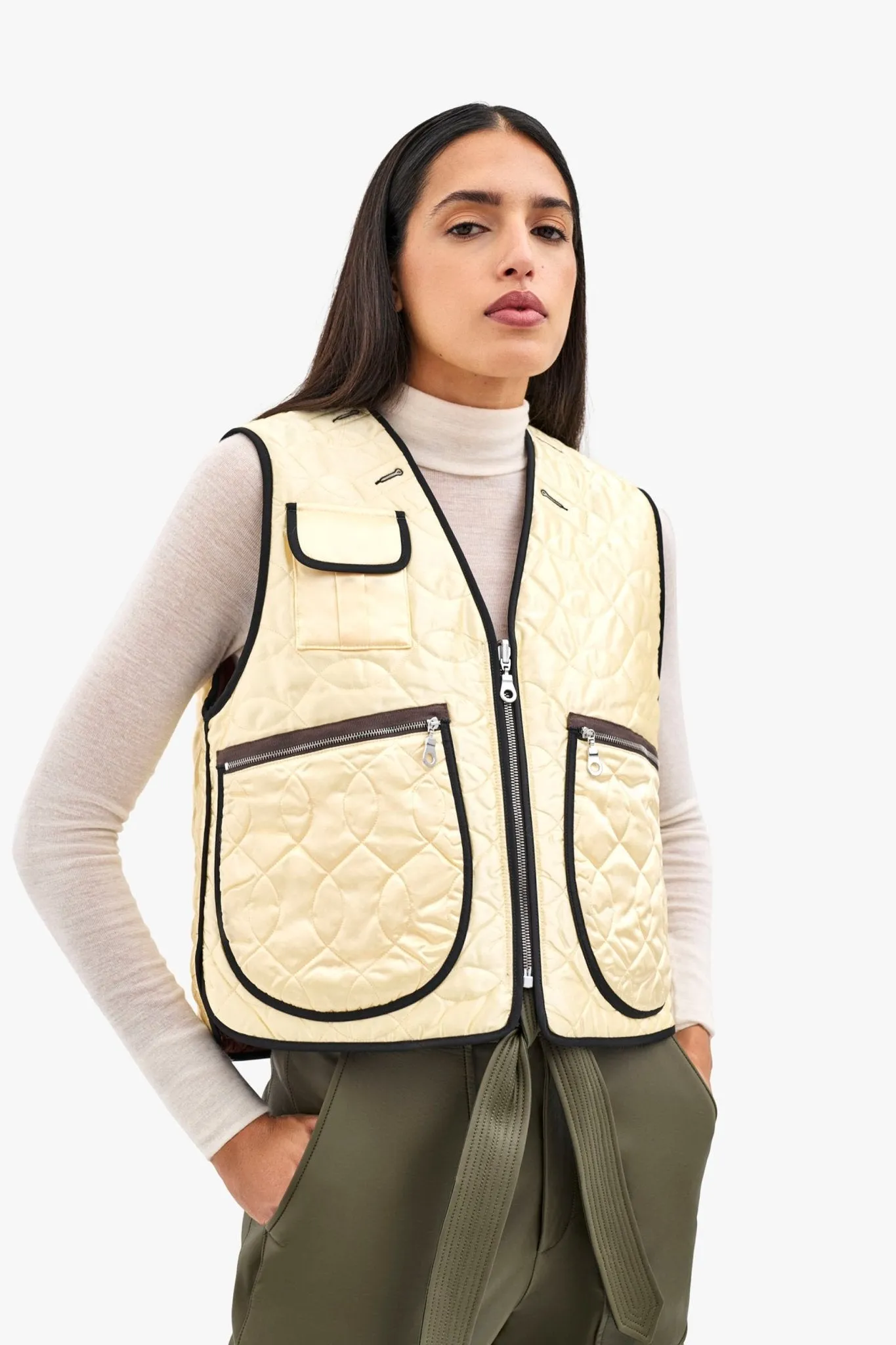 Utility Quilt Vest - Ivory / Amber