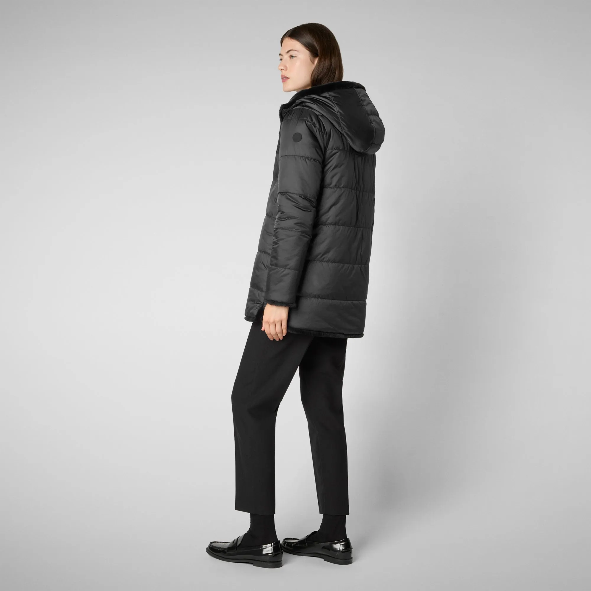 Women's Hooded Reversible Coat Bridget in Black